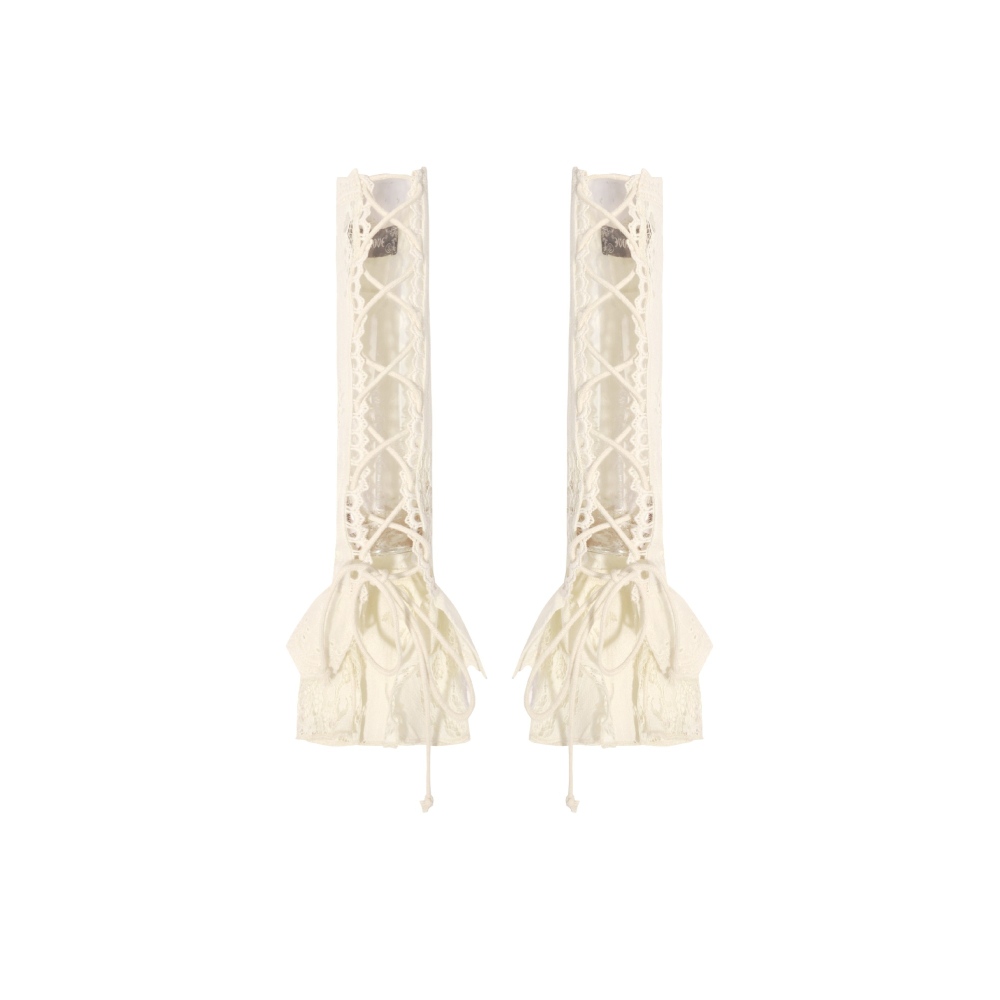 Dark in Love - Steampunk Lace Layered Ribbon Handschuhe - Creme